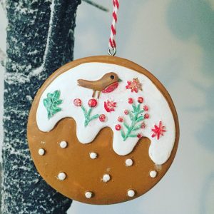 Ceramic Christmas Pudding Decoration by Gisela Graham