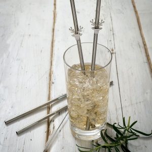 Set of 4 Stag Stainless Steel Straws