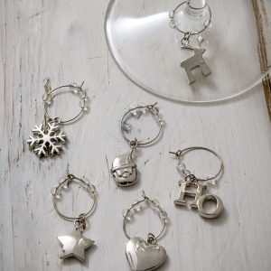 Set of 6 Christmas Wine Glass Charms