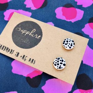 Small Dalmatian Spot Circle Stud Earrings from Sapphire Frills (Sterling Silver posts and backs)