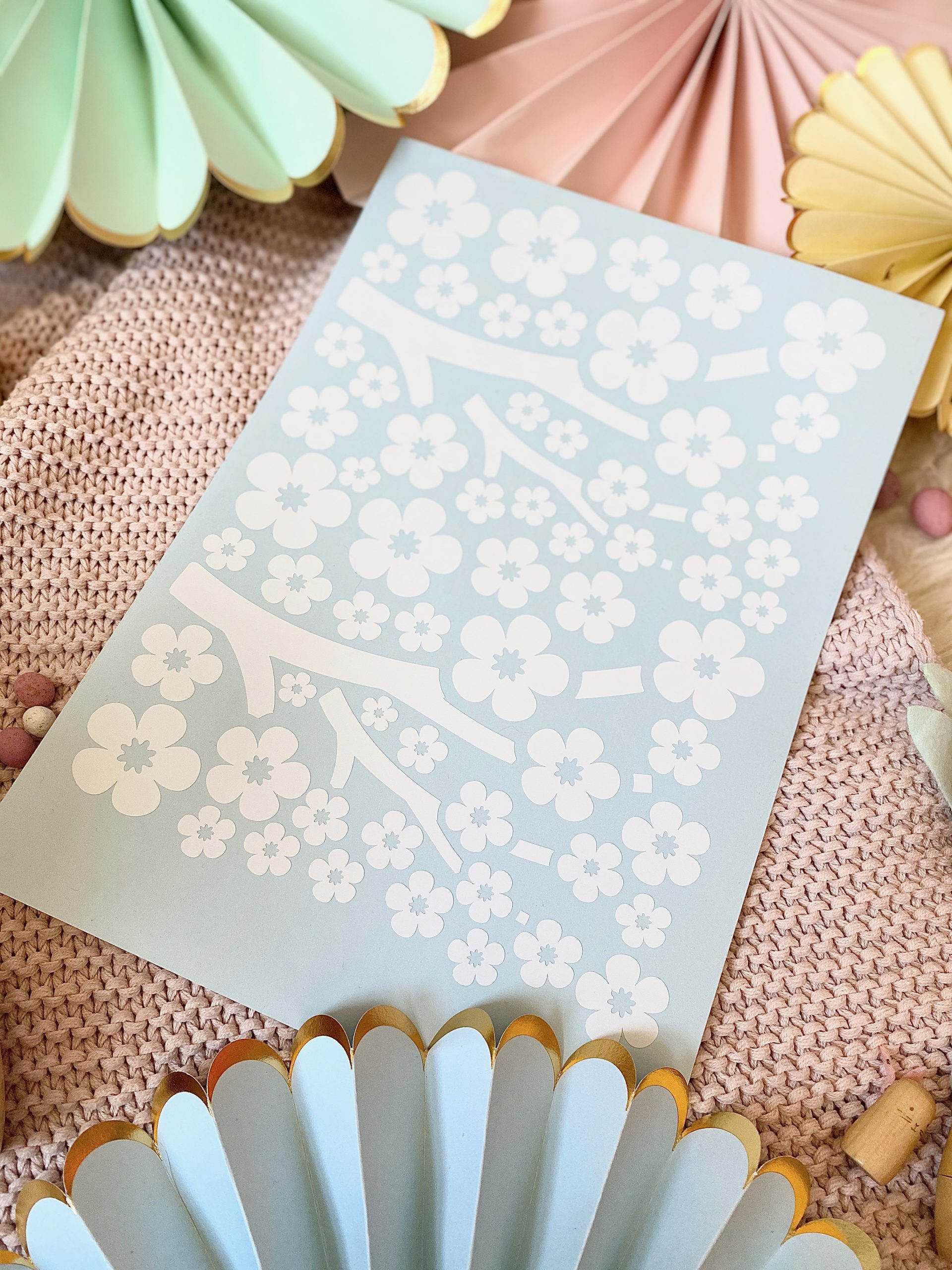 Dusky Pink Blossom Flowers and Branches Door/Wall Decal Stickers - Image 2