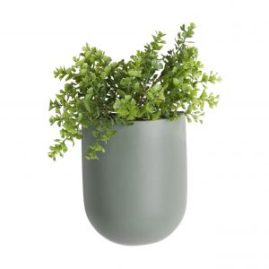 Oval Ceramic Wall Planter in Matt Green
