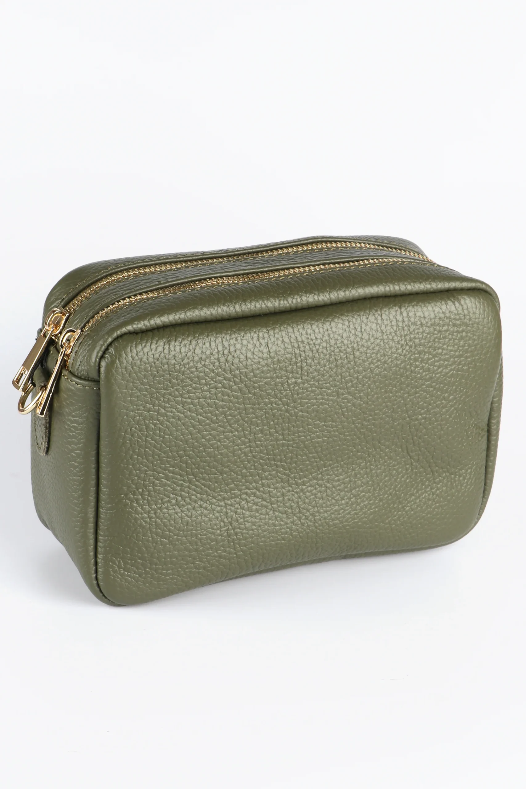 Ladies Khaki Leather Crossbody Camera Bag - Image 2
