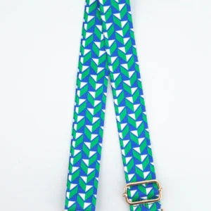 Ladies Geometric Chevron Print Bag Strap in Green & Blue