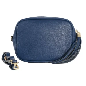 Ladies Navy Blue Leather Camera Bag